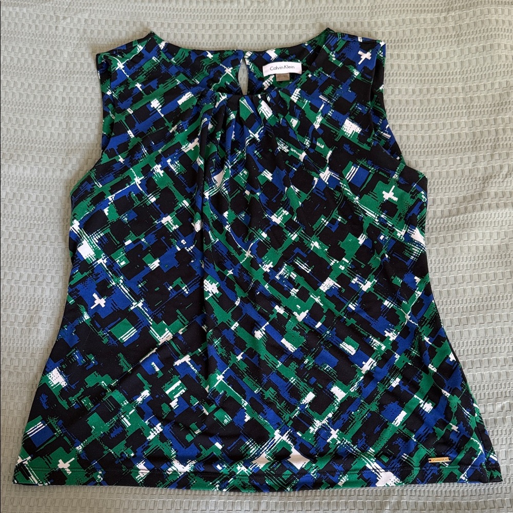 🌹 - 4/$30 Calvin Klein Women's Top - Black, Green, and Blue